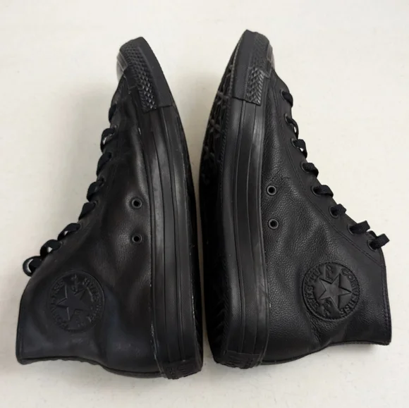 Converse Chuck Taylor Shoes All Star HighTop Black Leather 135251C Mens Size 11 - Picture 7 of 12